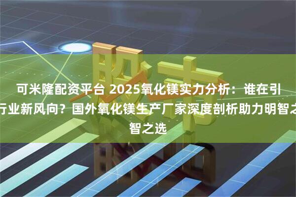 可米隆配资平台 2025氧化镁实力分析：谁在引领行业新风向？国外氧化镁生产厂家深度剖析助力明智之选